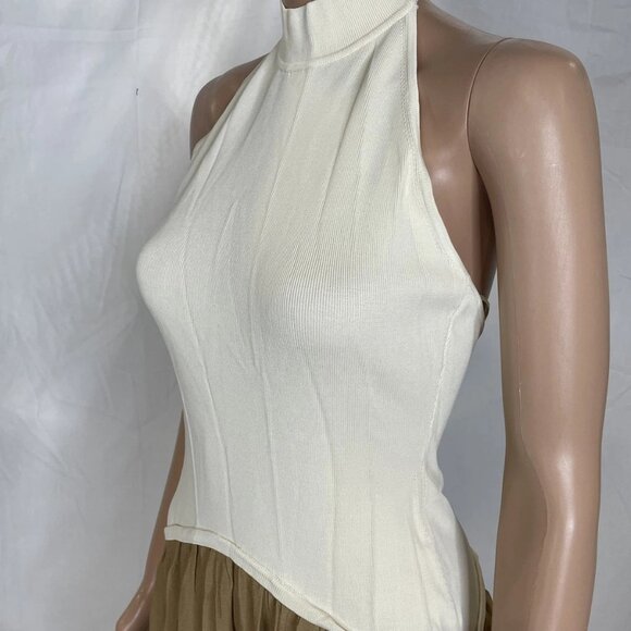 NEW SOLID & STRIPED Women's Dress The Halter Soglio Size M Camel by - Picture 3 of 10